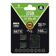 Amplim Micro SD Card 32GB, 2 Pack MicroSD Memory Plus Adapter, MicroSDHC Class 10 UHS-I U1 V10 TF Extreme High Speed Nintendo-Switch, GoPro Hero, Raspberry Pi, Phone Galaxy, Camera