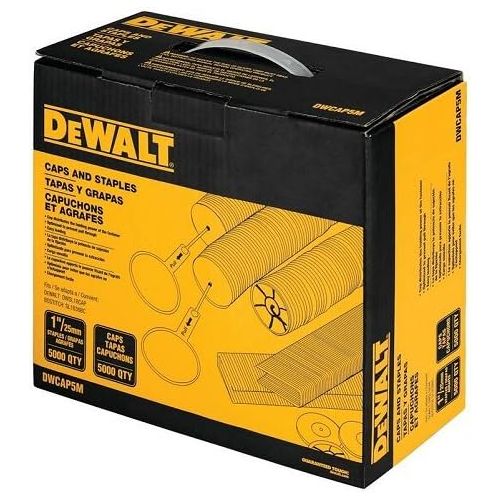  DEWALT DWCAP5M Cap Staple, 5/16 in Crown, 1 in Leg, 18 ga Wire, Plastic, Bright