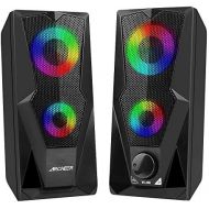 [아마존베스트]ARCHEER PC Speaker, LED USB Computer RGB Speaker 10W Stereo Speaker System with RGB LED Lighting for Computer Laptop Desktop Gaming