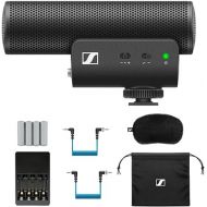 Sennheiser MKE 400 Camera-Mount Shotgun Microphone | 2nd Generation Bundled with 4 x AAA Rechargeable Batteries & Rapid Charger (2 Items)