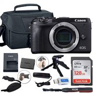 Canon EOS M6 Mark II Mirrorless Digital Camera (Black) Body Only + Canon Shoulder Bag + 128GB Sandisk Memory Card + Grip Steady Tripod + Grip Strap & More.