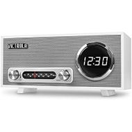 Victrola Bluetooth Digital Clock Stereo with FM Radio and USB Charging, White