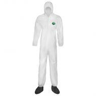 Lakeland Industries Inc Lakeland MicroMax NS Microporous General Purpose Disposable Coverall with Boots, Elastic Cuff, 2X-Large, White (Case of 25)
