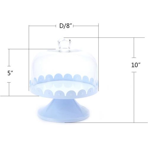  Home by Jackie Inc. Hot Sale Z1021 Blue Metal Cake Stand/Tray/Salver/Container/Home Kitchen Gift with Glass Dome