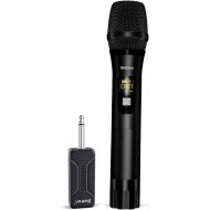Bietrun Wireless Microphone, Unidirectional Moving-Coil Mic, 160ft Range, 15 UHF Adjustable Channels, Plug and Play, Battery Powered, Ideal for Singing, Karaoke, Streaming