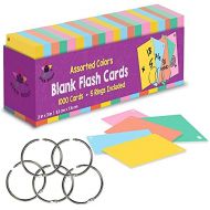 [아마존베스트]Star Right Blank Flashcards in Assorted Colors | 1000 Hole-Punched Cards with 5 Metal Sorting Rings | for School, Learning, Memory, Recipe Cards, and More