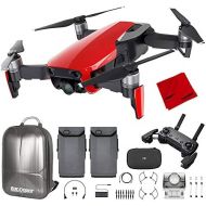 DJI Mavic Air Quadcopter with Remote Controller - Flame Red Max Flight Bundle with Spare Battery, and Custom Mavic Air Hard Shell Back Pack