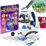 AmScope 40X-1000X Beginners Microscope Kit for Kids & Students w/Complete Science Accessory Kit + World of The Microscope Book