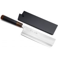 Yoshihiro High Speed Stainless Steel HAP40 Nakiri/Usuba Vegetable Chefs Knife Ebony Handle (7 (180mm))