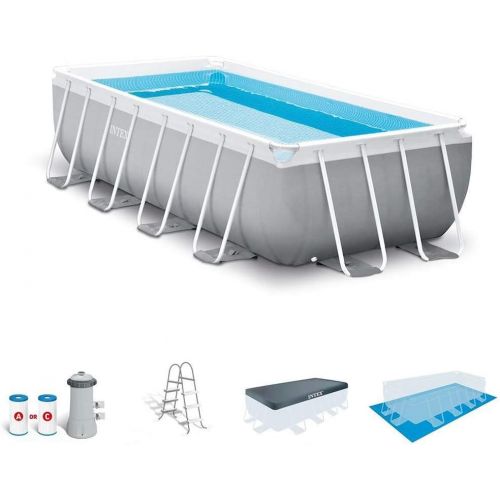 인텍스 Intex 16ft x 3.5ft Above Ground Rectangular Frame Swimming Pool Set & Skimmer