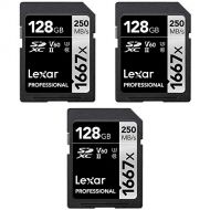 Lexar LSD128CBNA1667 Professional SDHC/SDXC 1667x UHS-II 128GB Memory Card (3-Pack)