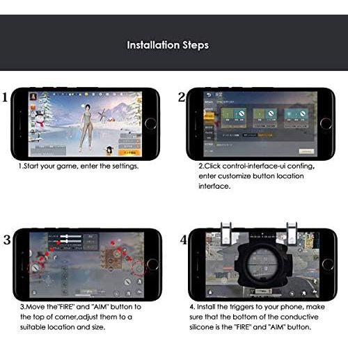  [아마존베스트]Newseego PUBG Mobile Game Controller, Phone Shutter Release for Mobile Phone, Shooter Sensitive Controller Joysticks Target & Fire Trigger Key for PUBG/Rules of Survival (1 Pair of