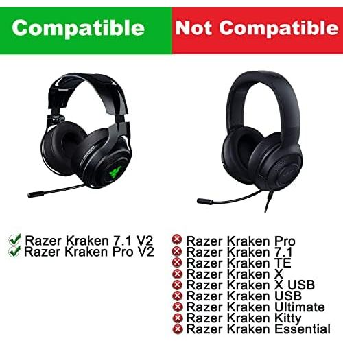  [아마존베스트]Yizhet 1 pair of replacement ear pads compatible with Razer Kraken 7.1 and Razer Kraken Pro V2 ear pads gaming headphones, Razer Kraken Pro V2 7.1 Chroma ear pads (black).