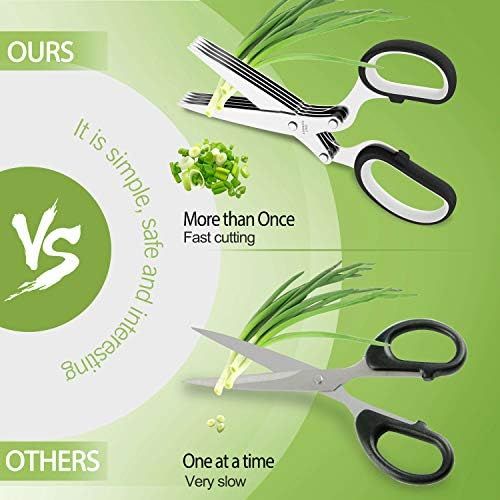 [아마존베스트]JOFUYU Herb Scissors Set - Multipurpose Cutting Shears with 5 Stainless Steel Blades - Ideal for Cutting Salad, Vegetables, Basil, Parsley, Cilantro - Sharp and Easy to Use - Dishwasher S