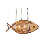 OOFAY LIGHT Fish-Shaped Chandelier American Country Restaurant Cafe Bamboo Pendant Lamp 7625Cm