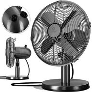 [아마존베스트]KESSER Table Fan Design Retro Full Metal Housing 80° Oscillation Silent Fan with 3 Speed Levels Switchable Wind Machine Inclination Angle Approximately 40° metal., black