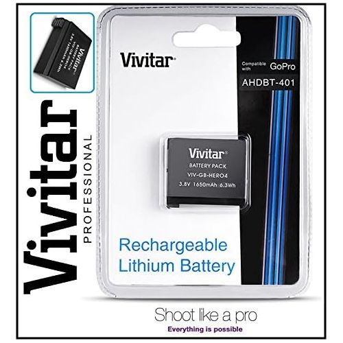  - Vivitar Hi Capacity Battery AHDBT-401 for GoPro HD HERO4 Hero 4 Black / Silver