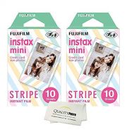 Fujifilm Instax Mini 8 and Mini 9 Instant Film 2-Pack (20 Sheets) Stripe + Quality Photo Microfiber Cloth