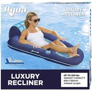 Aqua LEISURE Aqua Luxury Water Lounge ? Extra Large ? Inflatable Pool Float with Headrest, Backrest & Footrest ? Navy/Light Blue