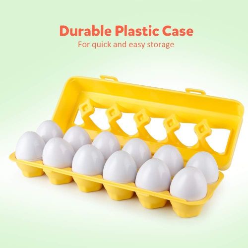  Coogam Matching Eggs 12 pcs Set Color & Shape Recoginition Sorter Puzzle for Easter Travel Bingo Game Early Learning Educational Fine Motor Skill Montessori Gift for Year Old Kids