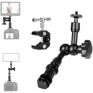 Koolehaoda 7inch Magic Arm with Large Super Crab Clamp and Hot Shoe Mount 1/4 Magic DSLR Tripod Arms Kit Compatible with DSLR Camera Rig/LCD/DV Monitor/LED Lights/Flash Light/Micro