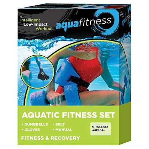  Aqua LEISURE New Aqua 6-Piece Fitness Set -?Exercise Equipment?for?Water Aerobics?and Other?Pool Exercise?- Includes Aquatic Swim Belt, Resistance Gloves, and?Dumbbells