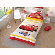 TAC Cars Piston Cup Lightning McQueen Single/Twin Size Duvet Cover Set 3 pcs 100% Cotton Beding Linens for Kids Girls Children
