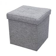 Zanzer Ottoman with Storage Square Padded Seat/Foot Rest, Foldable 15 x 15 (Grey)