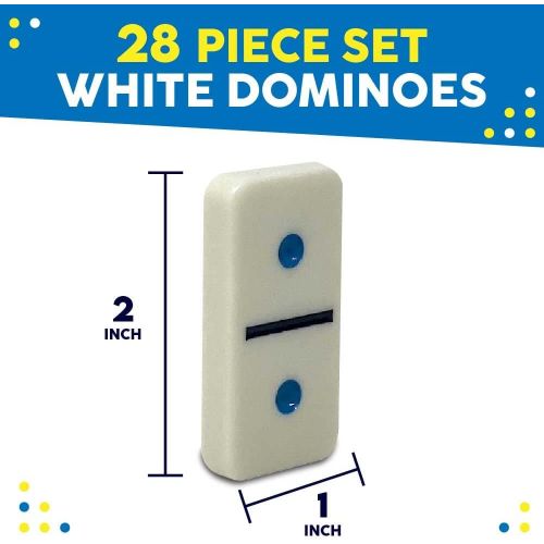  [아마존베스트]Toysery Double 6 Color Dot Dominoes Game Set - White Domino Sequence Match Board Game  Large Sized 28 Pieces Set Toy in Tin Case  Professional Six Colored Dominoes Educational Ga