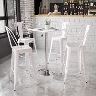 Flash Furniture 23.75 Square Adjustable Height White Wood Table (Adjustable Range 33 40.5)