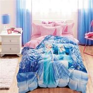 Casa 100% Cotton Kids Bedding Set Girls Princess Elsa Duvet Cover and Pillow Cases and Fitted Sheet,Girls,4 Pieces,Queen