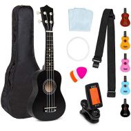 [아마존베스트]Best Choice Products 21in Acoustic Soprano Basswood Ukulele Starter Kit w/Nylon Carrying Gig Bag, Strap, Colorful Picks, Polishing Cloth, Clip-On Digital Tuner, Extra String - Blac