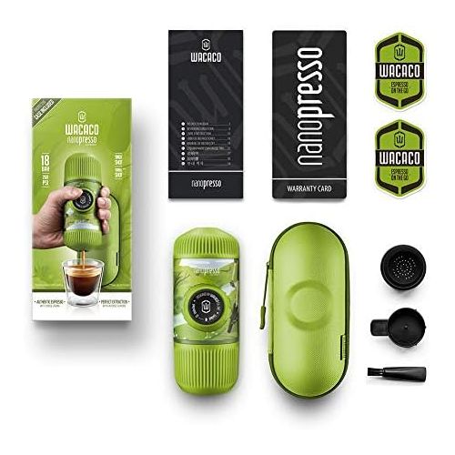  [아마존베스트]Wacaco Nanopresso Portable Espresso Maker bundled with Protective Case, Upgrade Version of Minipresso, 18 Bar Pressure, Extra Small Travel Coffee Maker, Manually Operated，Compatibl