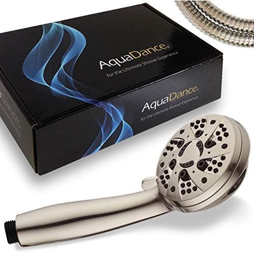  AquaDance High Pressure 6-Setting Full Brushed Nickel Handheld Shower with Hose for the Ultimate Shower Experience! Officially Independently Tested to Meet Strict US Quality & Perf