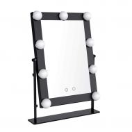 LAXF-Mirrors Mirror with Lights for Makeup Dressing Table | Makeup Vanity Mirror with 9 Dimmable LED Light Up Bulbs Around | Bathroom Shaving Mirror | Touch Control | Black