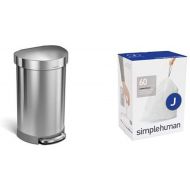 simplehuman 45 litre semi-round step can fingerprint-proof brushed stainless steel + code J 60 pack liners