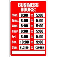 Cosco Sign Kit, Business Hours, 8 x 12 Inches (098071)