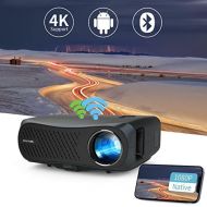 CAIWEI Native 1080P 5G WiFi Bluetooth Projector, 8000LM with 200 Display Outdoor Movie Projector, Smart Android Home Theater Projector Support 4K Video & Wireless Mirroring for HDMI//USB/