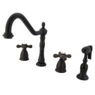Elements of Design EB1795AXBS New Orleans 8 Center Kitchen Faucet with Brass Sprayer, 8-1/4 in Spout Reach, Oil Rubbed Bronze