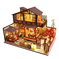 Roroom Dollhouse Miniature with Furniture, DIY Wooden Doll House Kit Japanese-Style Plus dust Cover and Music Movement, 1:24 Scale Creative Room Idea Best Gift for Children Friend Lover P