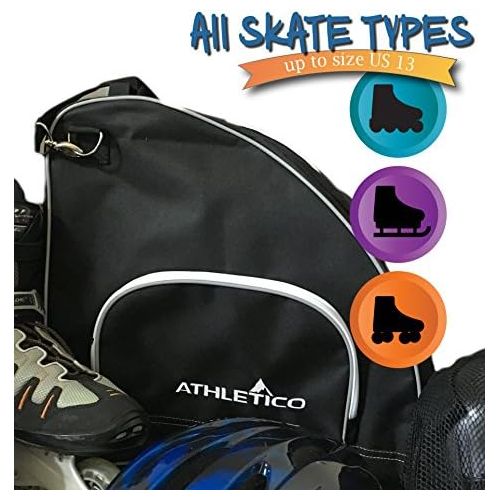 Athletico Ice & Inline Skate Bag - Premium Bag to Carry Ice Skates, Roller Skates, Inline Skates for Both Kids and Adults