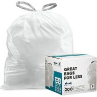 Plasticplace Custom Fit Trash Bags, Compatible with simplehuman Code F (200 Count) White Drawstring Garbage Liners 6.5 Gallon, 21.75