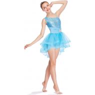 MiDee Dance Dress Costume Ballet Contemporary High-Low Tires Tulle Edged Tutu