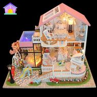 TAJK Doll Houses - Kids Wooden Miniature Dollhouse Children Doll House Child Handmade Assembly Model House Toy Boy Girl Dollhouse Birthday Gift 1 PCs