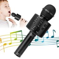 [아마존베스트]KIDWILL Wireless Bluetooth Karaoke Microphone, 5-in-1 Portable Handheld Karaoke Mic Speaker Player Recorder with Adjustable Remix FM Radio for Kids Adults Birthday Party KTV Christ