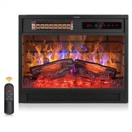 LifePlus Electric 22 Fireplace Insert, Recessed 1500W Infrared Quartz Stove Heater W/Adjustable Thermostat, Overheat Protection, 3 Heating Modes, 12H Timer Wall Log Flame W/Remote Control f