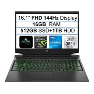 2021 Newest HP Pavillion 16.1 FHD 144Hz Gaming Laptop, Intel Quad-Core i5-10300H(up to 4.5 GHz), 16GB RAM, 512GB SSD+32GB Optane+1TB HDD, GTX 1660Ti with Max-Q 6GB, Backlit Keyboar