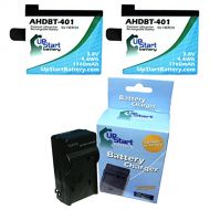 UpStart Battery 2X Pack - Replacement for GoPro Hero4 Silver Battery + Charger - Compatible with GoPro Hero4 Digital Camera Battery and Charger (1160mAh 3.8V Lithium-Ion)