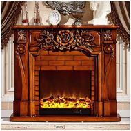 BMNN Electric Stove Heater Electric Fireplace TV Cabinet, Electric Heating Fireplace Carved Solid Wood Simulation Fire Decorative Fireplace Cabinet，750W 1500W (Color : Brown)