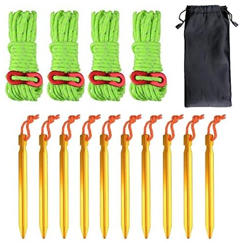  Azarxis Reflective Cord Pack Tent Guyline Rope High-Strength Lightweight with Aluminum Cord Adjuster for Tying Down Tarps, Camping Tent, Outdoor Packaging
